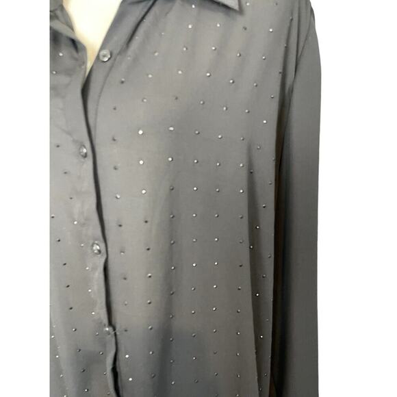 George Black Sheer Blouse Sparkly Women Size 3X NWT Flowy Dark Romantic Y2k NWT - Picture 3 of 13
